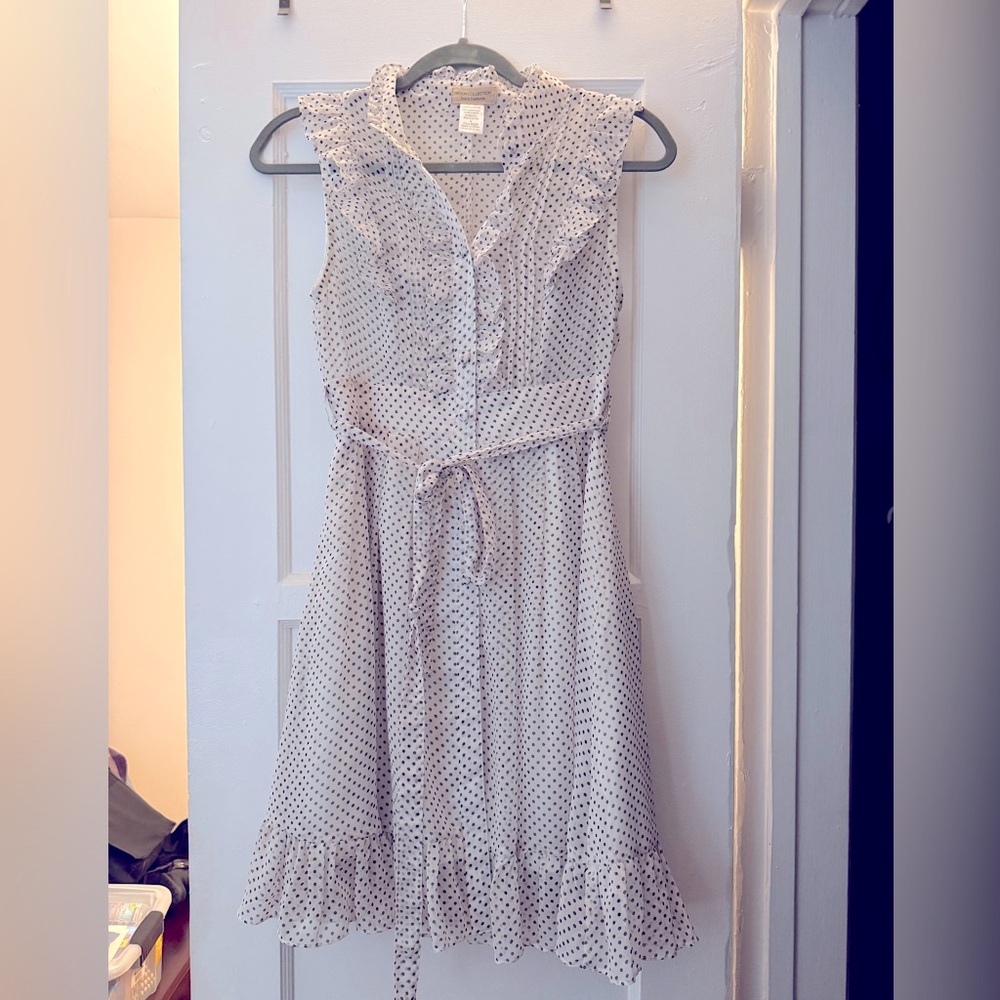 White and black polka dot dress